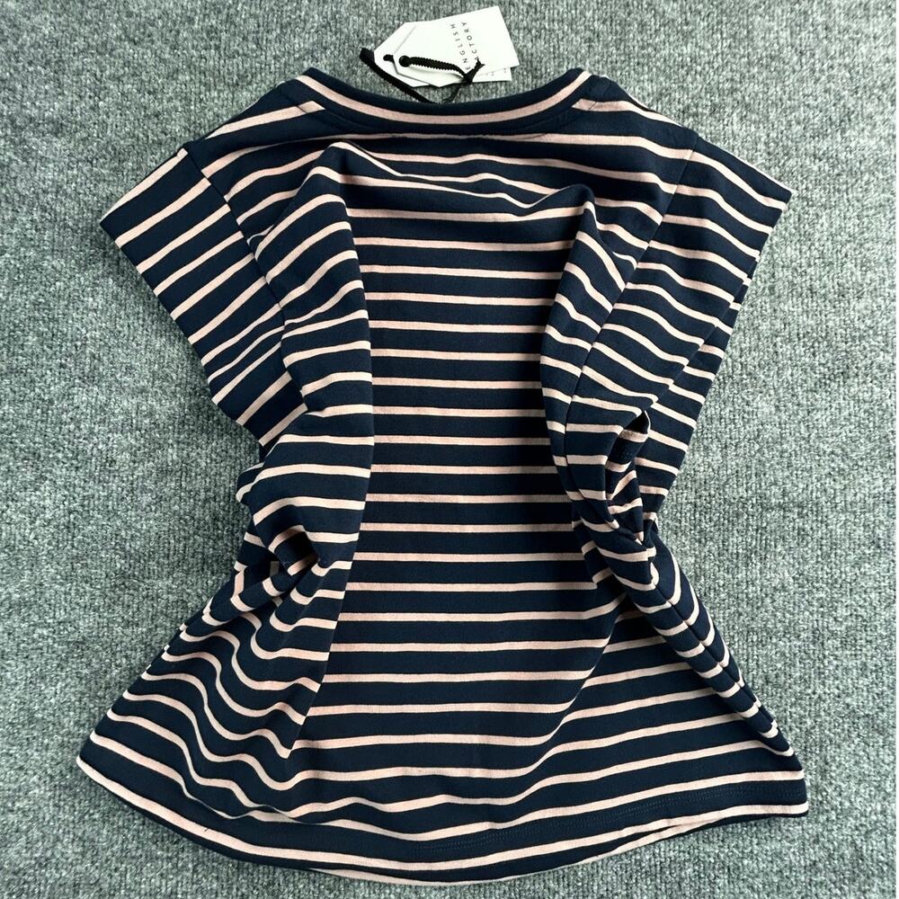 English Factory Womens M Navy Pink Stripe Sleeveless T-Shirt NWT - Picture 2 of 7